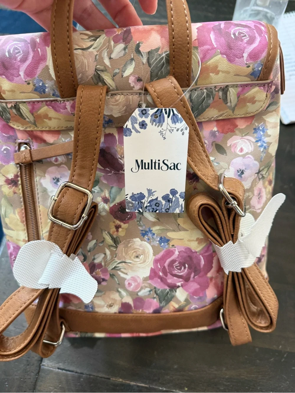 Floral Clear-Panel Backpack in Pink Multi by Unknown